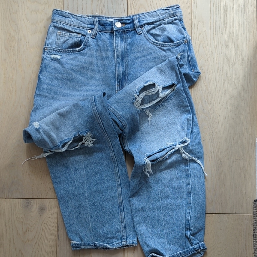 Distressed Blue Jeans